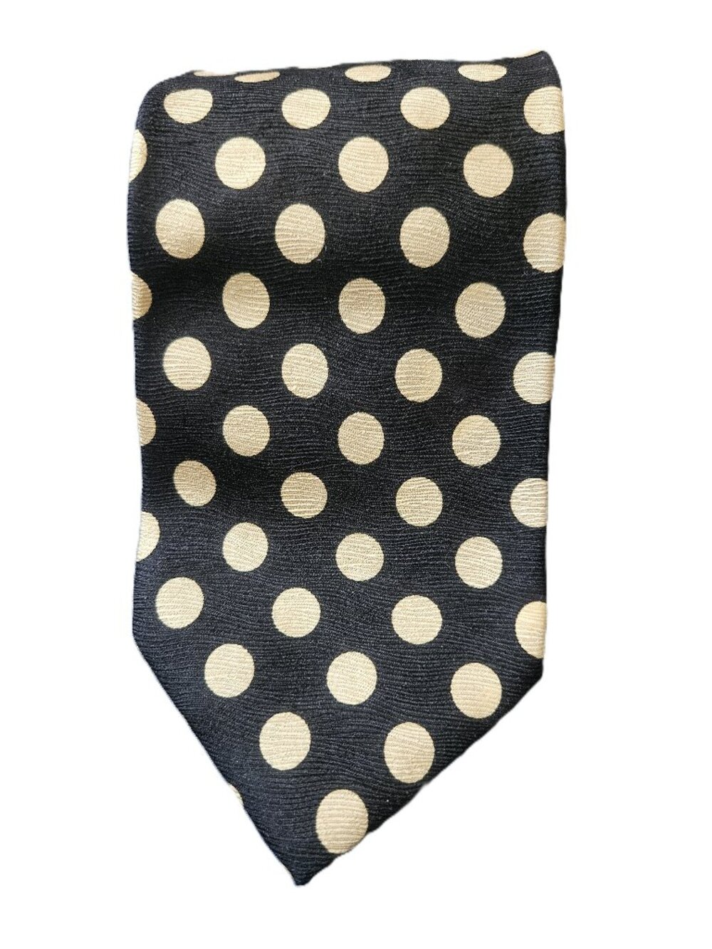 Rick Pallack Italy Silk Black Gold Polka Dot Circles Luxury Necktie 58" x 3.50"